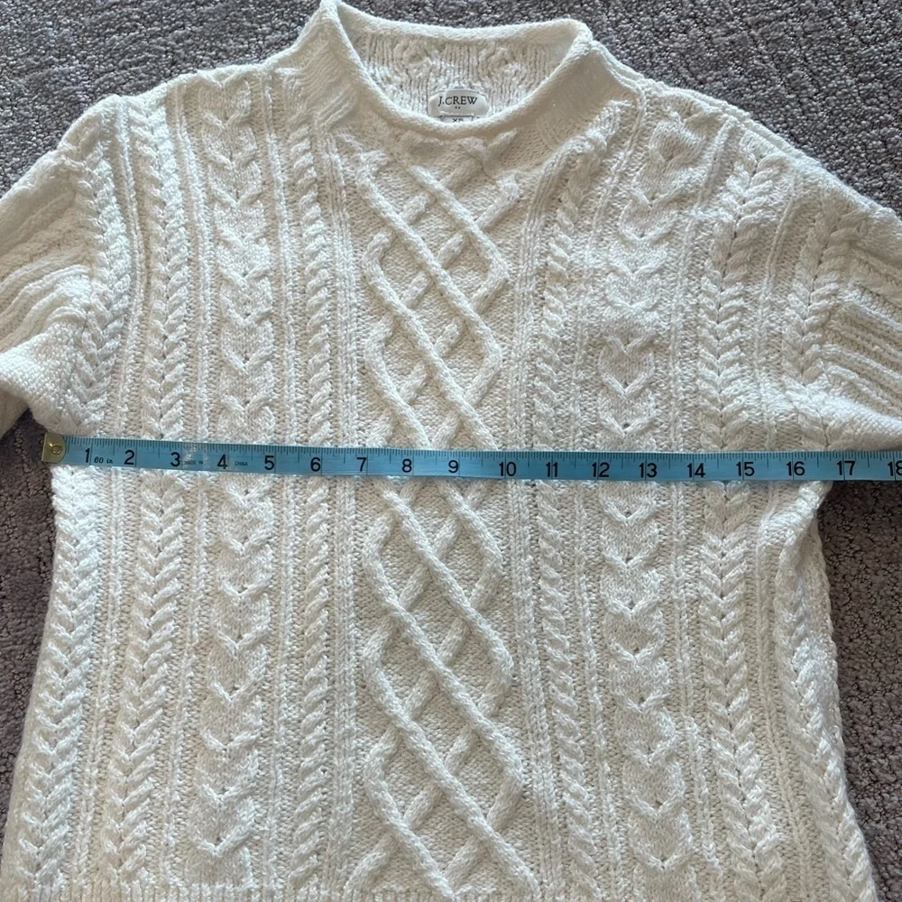 J. Crew Women's Cream/White Cable Knit Sweater, Mock Neck, Long Sleeve, Size XS